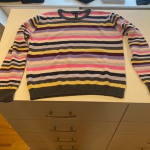 Aqua stripped cashmere crew neck sweater size large